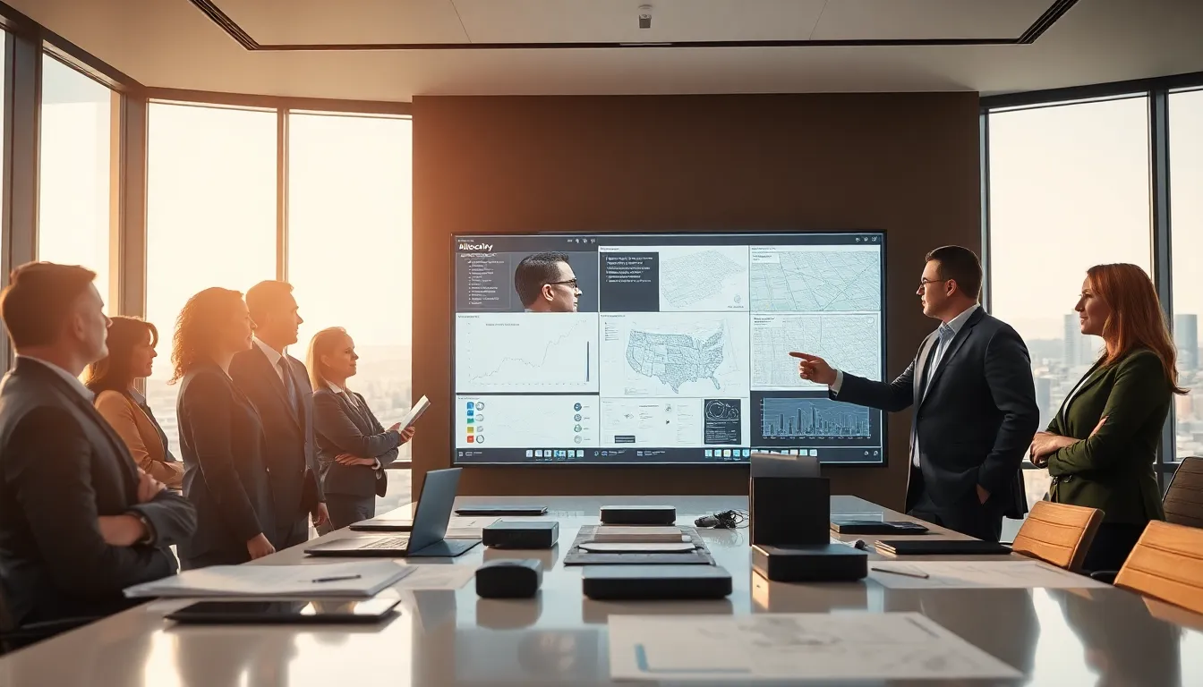 diverse team discussing elite security strategies in a modern office.